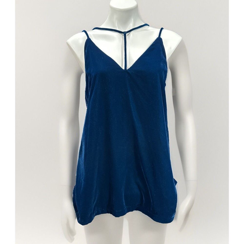 Topshop Blue Velvet Strappy Tank Womens US Size 10 NWT